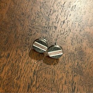 Striped Round Ebony Stud Earrings
